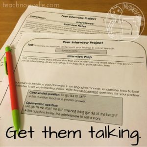 Get students speaking and listening with this great back to school project. In the Peer Interview Speech, students focus on developing open-ended questions to get their classmates to share amazing stories. Find out more at teachnouvelle.com.