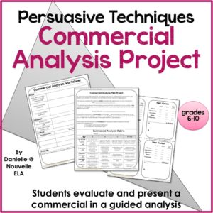 Commercial Analysis Project by Nouvelle ELA - TeachersPayTeachers