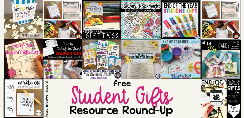 Free End of the Year Gifts for Secondary Students. (resource round-up at teachnouvelle.com)