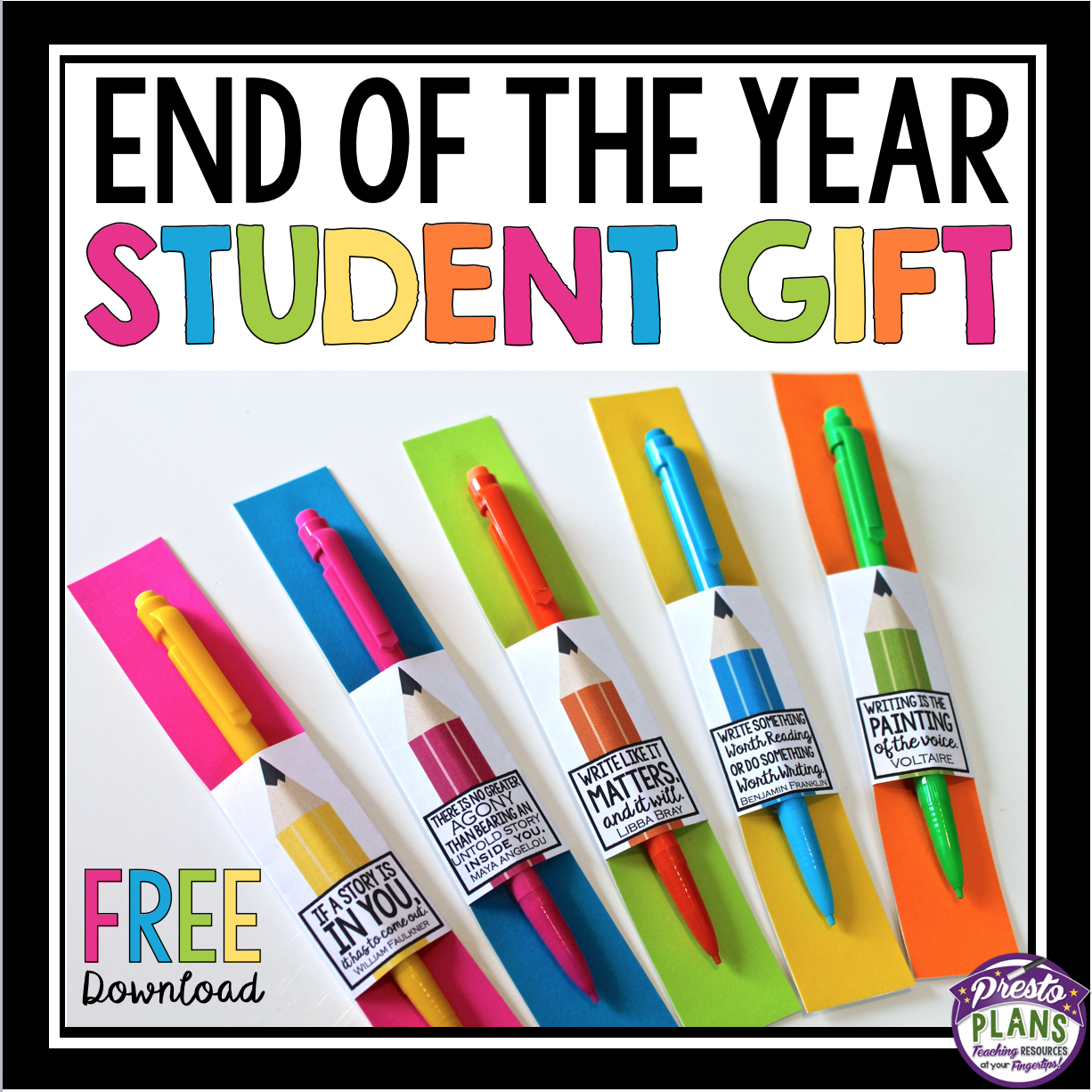 Student Gifts: Free End of Year Printables for Big Kids ...