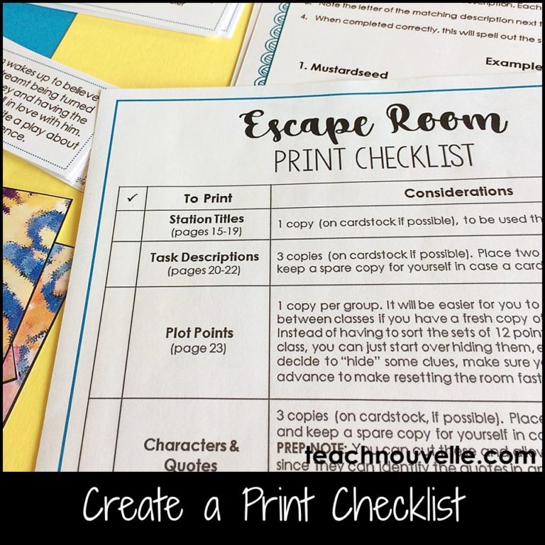 Create A Print Checklist Nouvelle Ela Teaching Resources