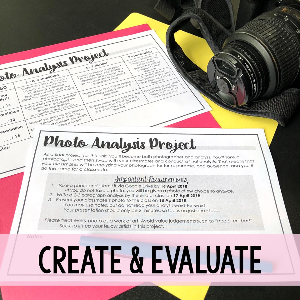 Teaching Photo Analysis create and evaluate
