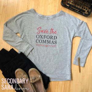 Oxford Comma tshirt - gifts for teachers
