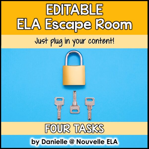 Editable ELA Escape Room - just plug in your content into four ready tasks!