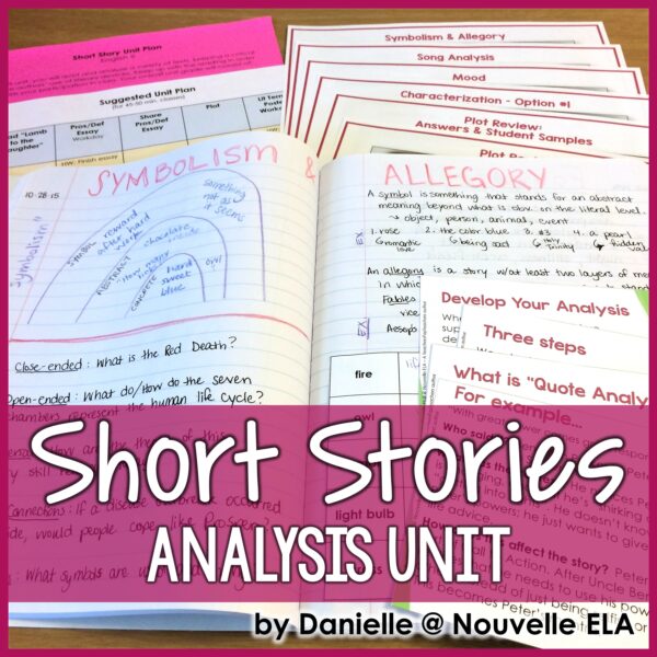 short stories unit focused on literary analysis for high schoolers with use of ISNs