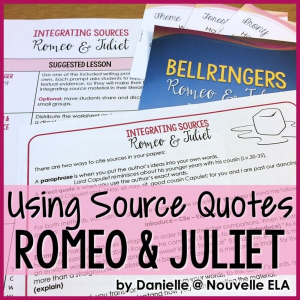 Using Romeo and Juliet, this lesson introduces the idea of integrating quotes and paraphrase in literary analysis, using the format of introduce, cite, and explain (ICE).