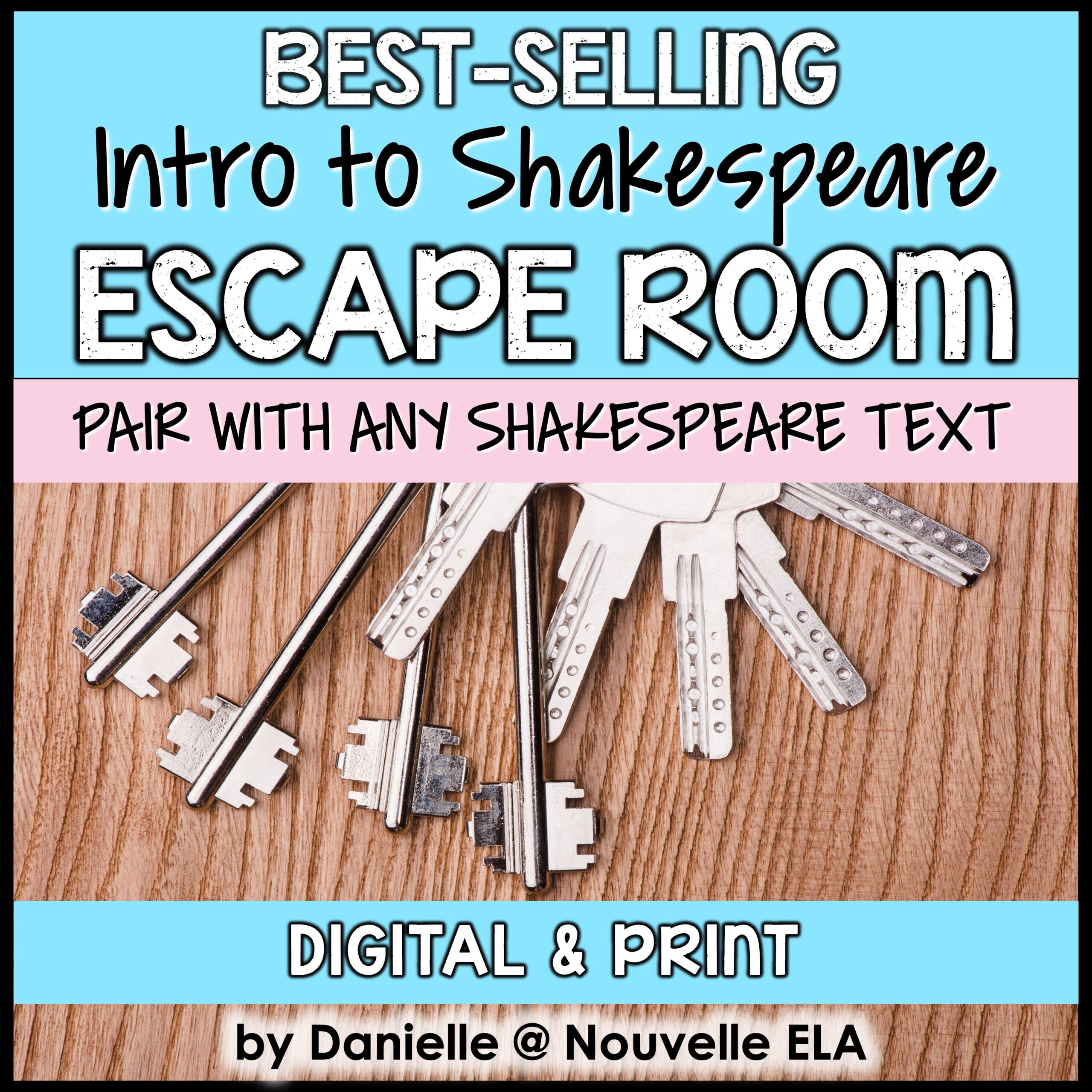 Introduction to Shakespeare escape room that pairs with any shakespeare text available in digital & print