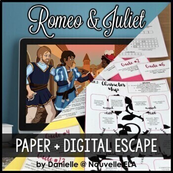 This Romeo and Juliet Review Escape Room activity is perfect for reviewing your R&J unit. The four tasks cover plot, characters, quote identification, and a close reading. Students use the "keys" from these four tasks to solve the Secret Quote. This is the digital AND paper version.
