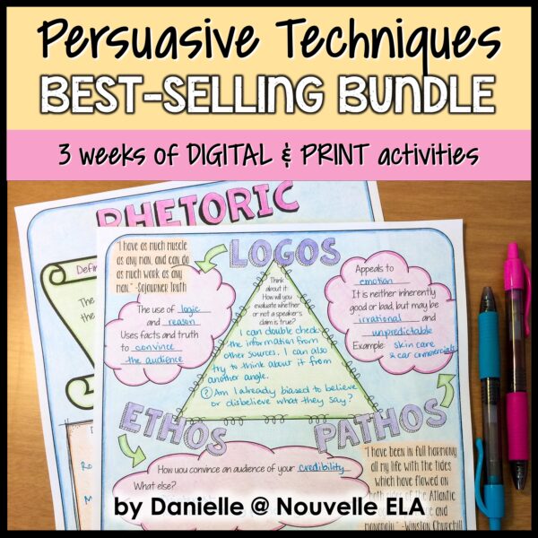 persuasive techniques bundle with worksheet and ad examples