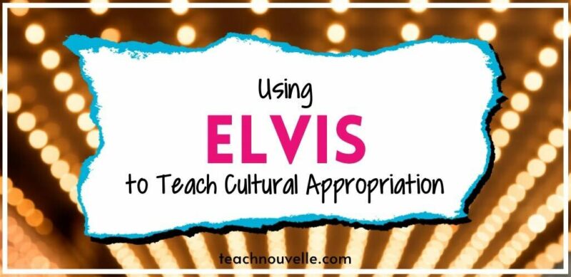 using elvis to teach cultural appropriation. shining lights in the background