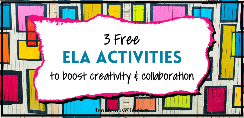 3 Free ELA Activities to boost creativity and collaboration picturing an array of different colored and shaped squares & rectangles