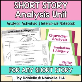 Short story unit ISN Cover with analysis activities and interactive notebook for any short story