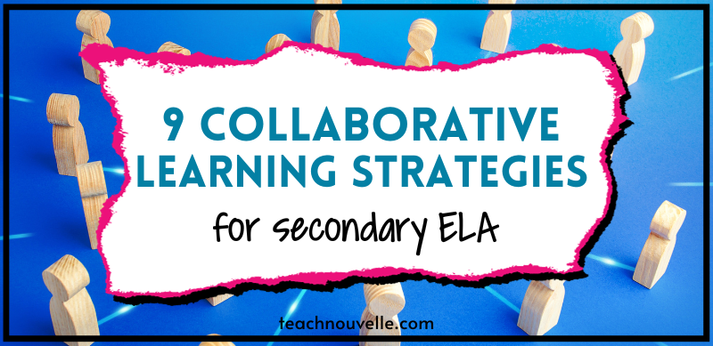 9 Collaborative Learning Strategies to Increase Student Collaboration; Pictured: many tiny wooden mannequins standing in a connected circle.