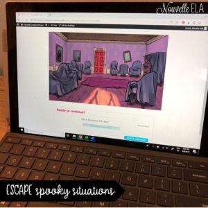 Photo of a laptop with the Burnbridge Breakouts game on the screen